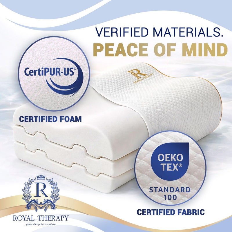 Royal Therapy 1-Pack Memory Foam Pillow, Medium-Firmness Cervical, Queen Contour Pillow, Orthopedic Pillow for Neck Support, Neck Pain, Side Sleepers, CertiPUR-US - Image 4