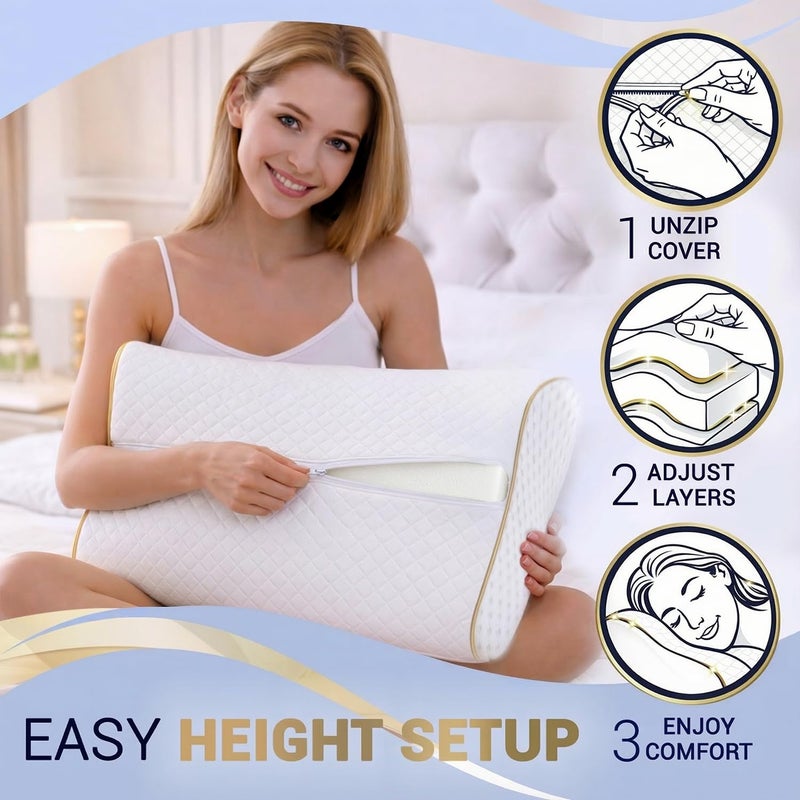 Royal Therapy 1-Pack Memory Foam Pillow, Medium-Firmness Cervical, Queen Contour Pillow, Orthopedic Pillow for Neck Support, Neck Pain, Side Sleepers, CertiPUR-US - Image 5