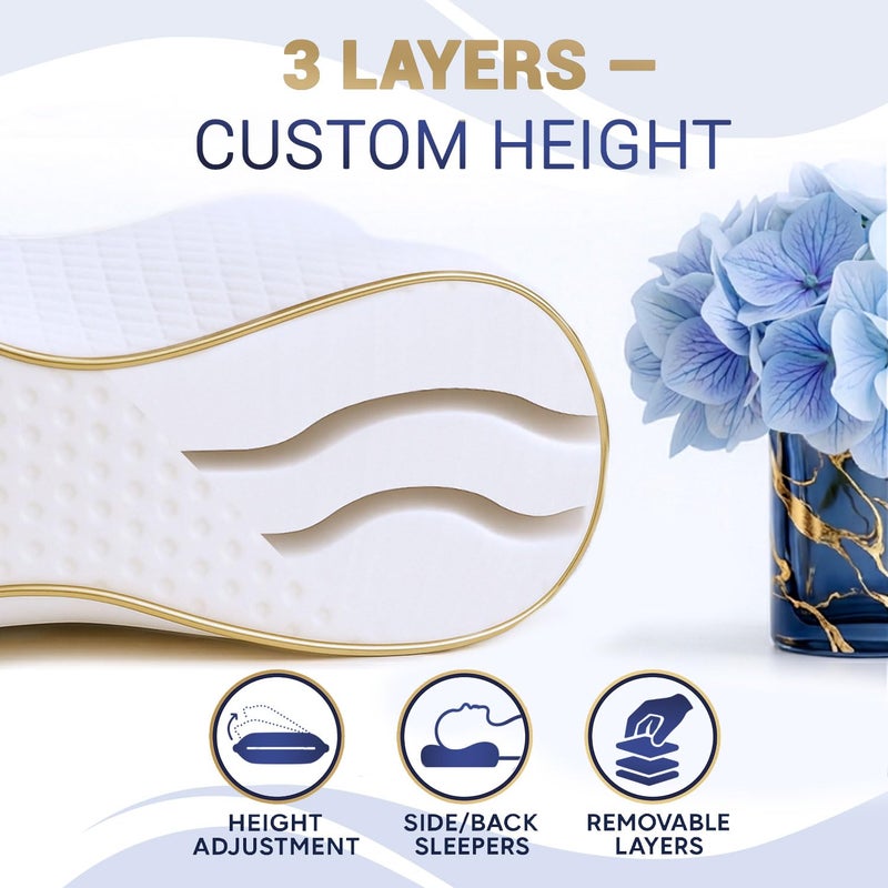 Royal Therapy 1-Pack Memory Foam Pillow, Medium-Firmness Cervical, Queen Contour Pillow, Orthopedic Pillow for Neck Support, Neck Pain, Side Sleepers, CertiPUR-US - Image 3