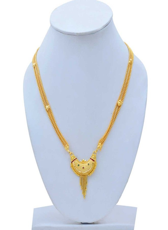 Memoir Gold Plated Traditional Chand Mangalsutra for Women - Necklace Jewellery for Girls, Wedding, Marriages(24 Inch Long) - Image 3