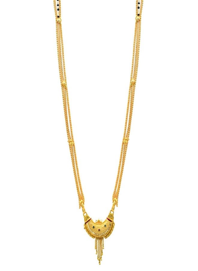 Memoir Gold Plated Traditional Chand Mangalsutra for Women - Necklace Jewellery for Girls, Wedding, Marriages(24 Inch Long) - Image 2