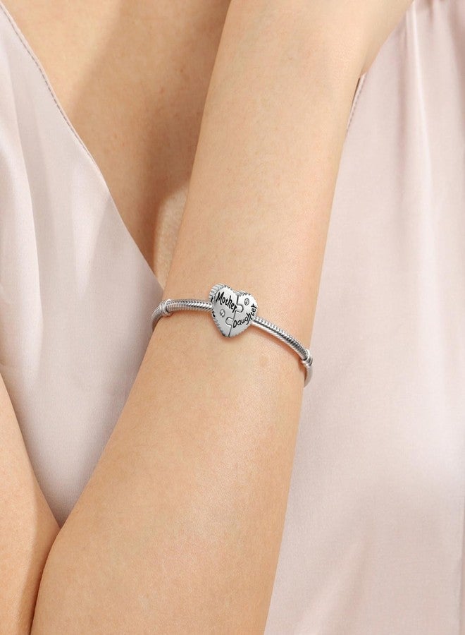 QeenseKc 2pc Heart Split Charm Mother Daughter Bead Compatible with Pandora Bracelet Women - Image 4
