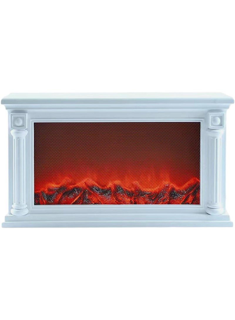 Toshionics Fireplace Lanterns Decorative Flameless Portable Led Lantern Battery Operated and USB Operated Indoor/Outdoor(No Heater Function) White-33X10.5X21CM - Image 1