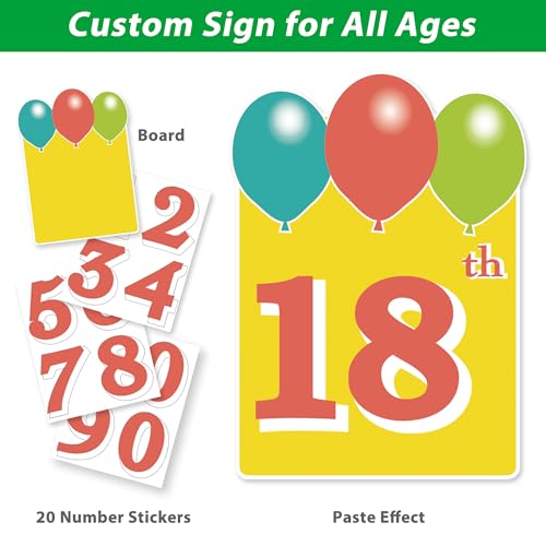 ComboJoy Happy Birthday Yard Sign with Stakes, Customizable Age Birthday Sign with 32.8 ft Colorful LED Lights, 20 Number Stickers & 20 Balloons, Versatile Indoor/Outdoor Decorations for Parties, Lawn & Garden - Image 3