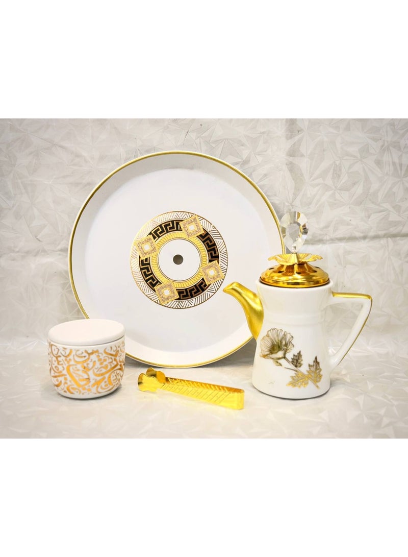 ناما طقم مبخره العود والبخور   ٣ قطع   مبخره + علبه بخور +  صنيه معدن+