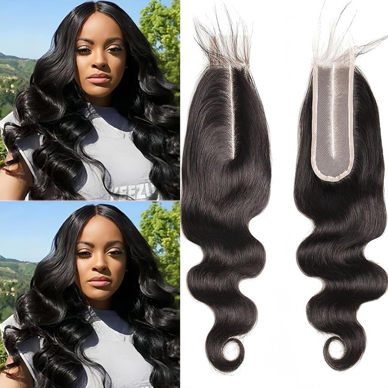 Middle Part 2x6 Lace Closure Body Wave Remy Human Hair Wavy Lace Closure with Baby Hair 12 inch