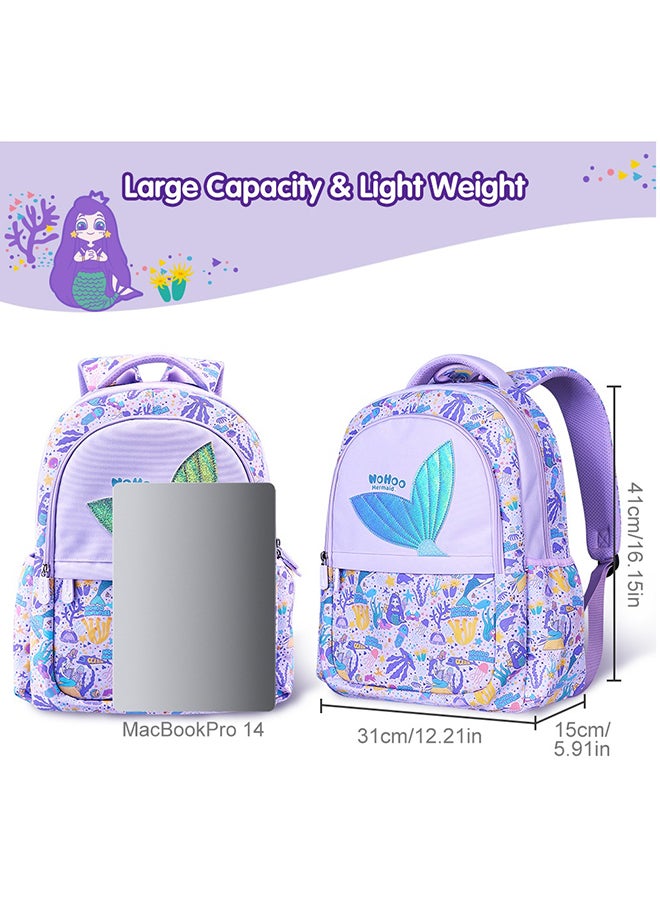 Nohoo Kids 16 Inch School Bag Mermaid - Purple - Image 3