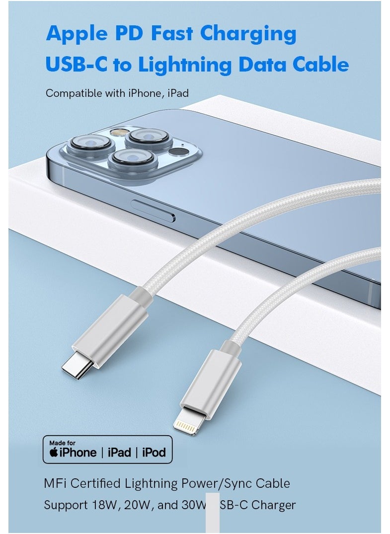 MMG - iPhone Charger Cable 1M[MFi Certified] USB C to Lightning Cable Fast Charging braided Power Delivery PD 20W iPhone Cable for iPhone 14/14 Pro/14 Plus/14 Pro Max, iPad Pro, iPhone 8-13 All Series - Image 1