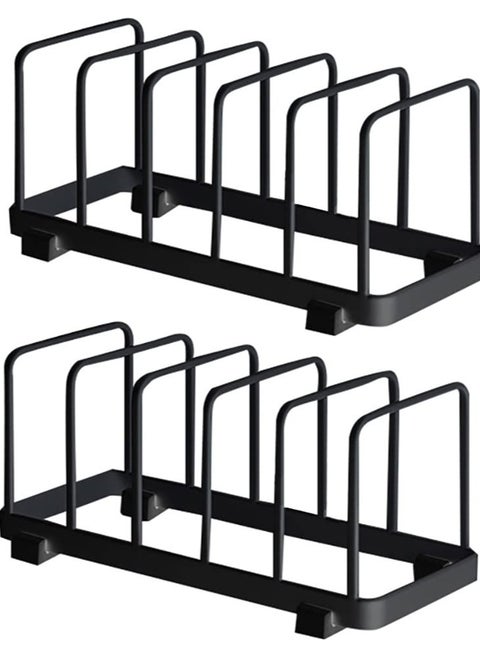 2 Pack Dish Drying Rack, Dish Drainer Rack, Dish Storage Rack, Vertical Plate Rack Drainer, Suitable for Kitchen Drawer, Cabinets, Shelf, Cupboard, Corner (Black)