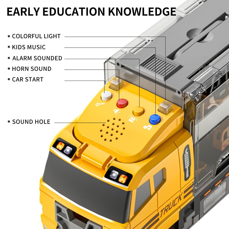 TEMI ألعاب تومي للأطفال من 3 إلى 6 سنوات، مجموعة سيارات نقل البناء المصنوعة من الصب، مجموعة ألعاب سيارات مع سجادة لعب، ألعاب شاحنات للأطفال من 3-9 سنوات، الأولاد والبنات - Image 3