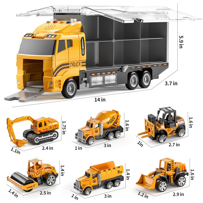 TEMI ألعاب تومي للأطفال من 3 إلى 6 سنوات، مجموعة سيارات نقل البناء المصنوعة من الصب، مجموعة ألعاب سيارات مع سجادة لعب، ألعاب شاحنات للأطفال من 3-9 سنوات، الأولاد والبنات - Image 2