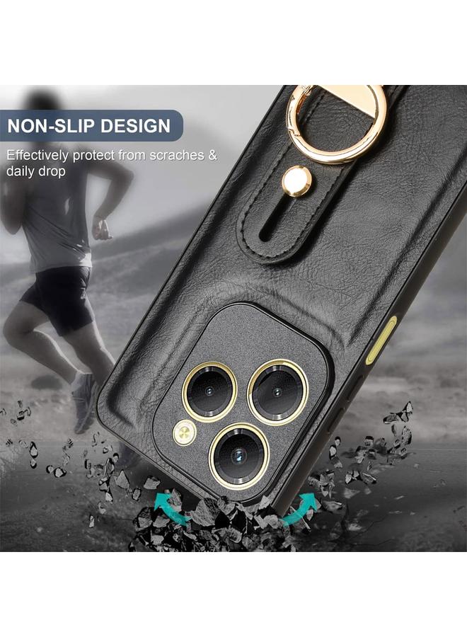 اس-توب جراب خلفي من الجلد لهاتف Infinix Hot 40 / 40 Pro مع سوار معصم - Image 4