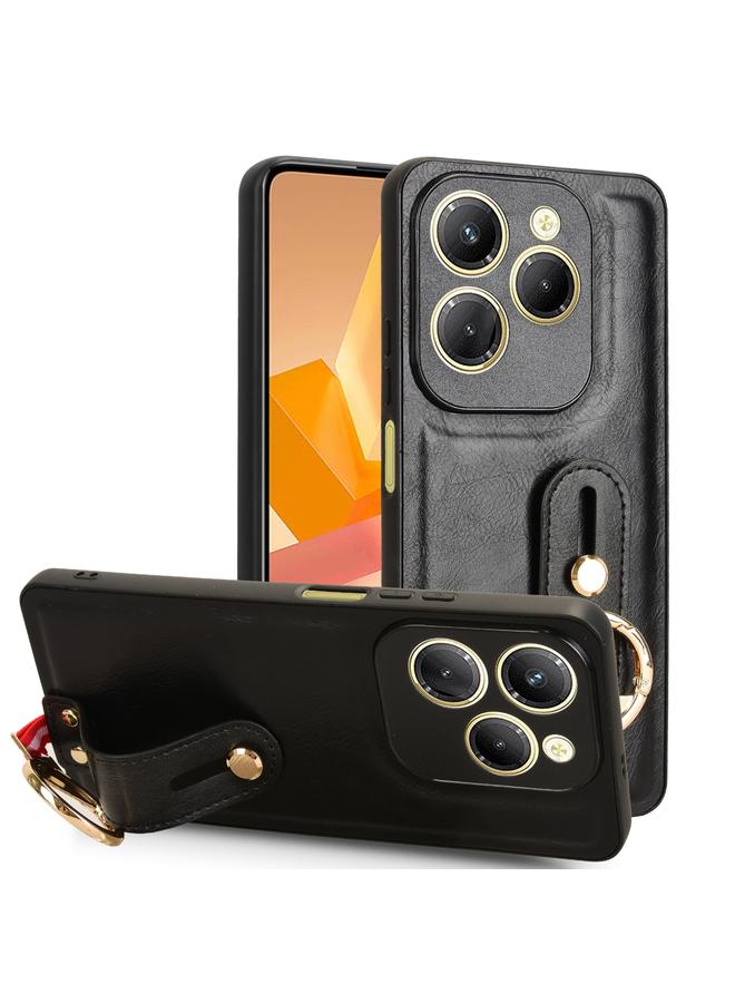 اس-توب جراب خلفي من الجلد لهاتف Infinix Hot 40 / 40 Pro مع سوار معصم - Image 1