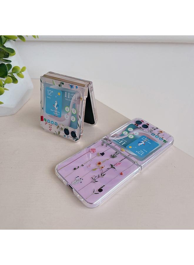 اس-توب جراب لهاتف Samsung Galaxy Z Flip5، جراب شفاف قابل للطي من مادة البولي كربونات بنمط مرسوم - Image 5