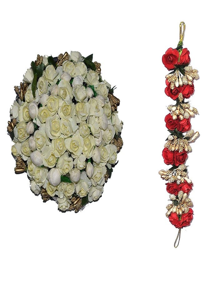 AorviDesigns طقم زهور غاجرا أبيض كامل مع غاجرا أحمر من AorviDesigns™ لحفلات الزفاف والمناسبات - Image 2