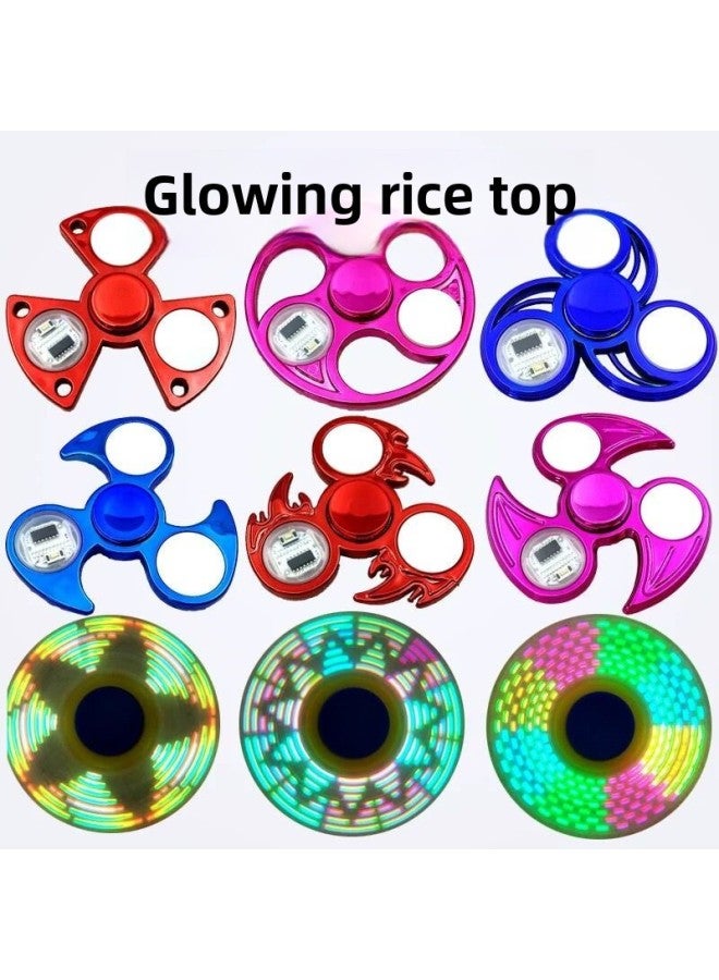 Fingertip Gyro Luminous LED With Light Three Leaf Finger Pattern Crystal Gyro Night Market Stall Small Gifts-Color: Charging Bluetooth Audio Gyroscope (random Charging Cable) - Image 5
