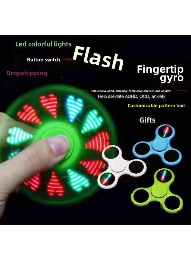 Fingertip Gyro Luminous LED With Light Three Leaf Finger Pattern Crystal Gyro Night Market Stall Small Gifts-Color: Charging Bluetooth Audio Gyroscope (random Charging Cable) - Image 2