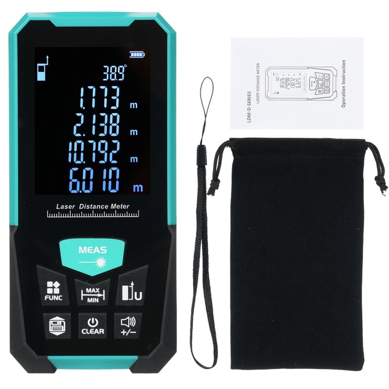 Profesional Distance Meter 120m/393ft Tape Measure Rangefinder with Single Continuous Volumes Area Pythagoras Measurement Modes Digital Range Finder USB Charging - Image 1