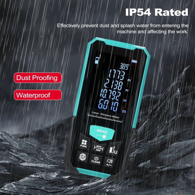 Profesional Distance Meter 120m/393ft Tape Measure Rangefinder with Single Continuous Volumes Area Pythagoras Measurement Modes Digital Range Finder USB Charging - Image 4