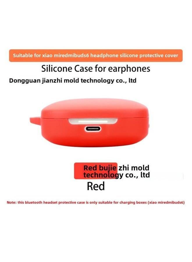 Suitable For Red Rice Redmi Buds 6 Bluetooth Headset Protective Case Silicon Soft Rubber Shockproof Charging Bin Earphone Case-Colour:Red-Model:Buds - Image 1