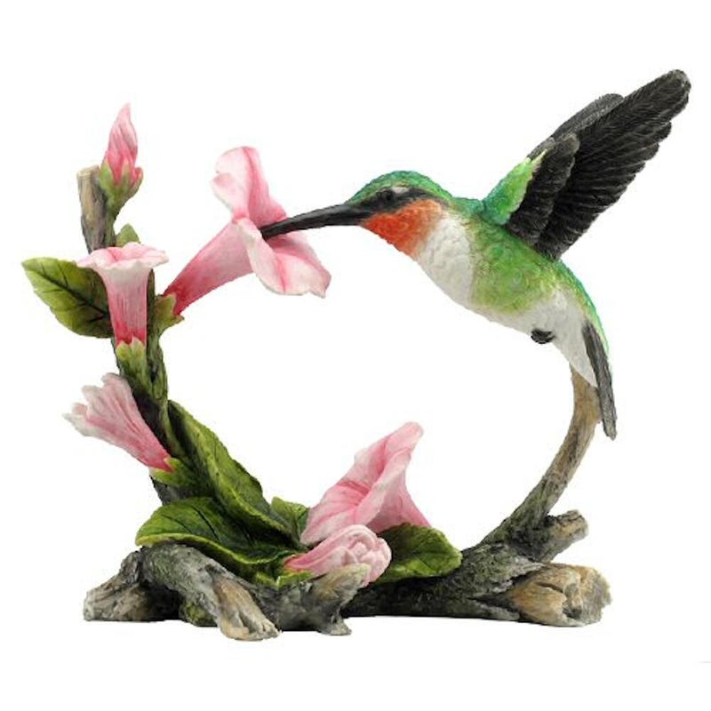 US 575 Inch Ruby Throated Hummingbird Statue Figurine Pink and Green