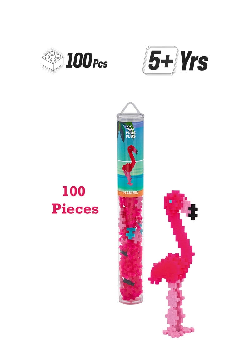 Plus-Plus Creative Building Blocks Tube, Flamingo, Ingenious Construction Toy, 100 Pieces - Image 1