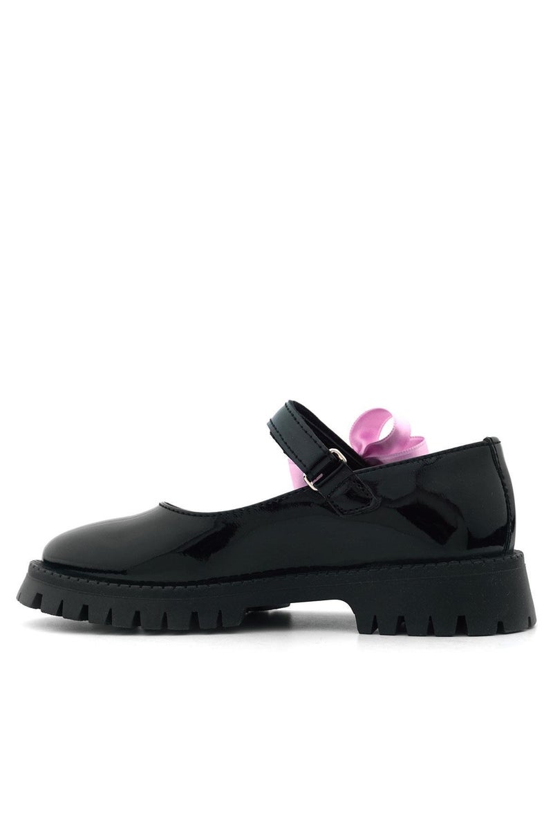 Rakerplus Raker Plus girls' school shoes, made of glossy black leather, with a Velcro strap and a thick sole. - Image 5