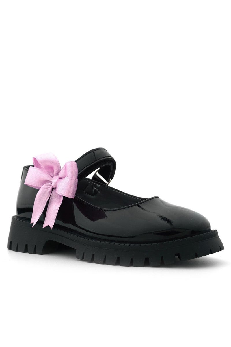 Rakerplus Raker Plus girls' school shoes, made of glossy black leather, with a Velcro strap and a thick sole. - Image 2