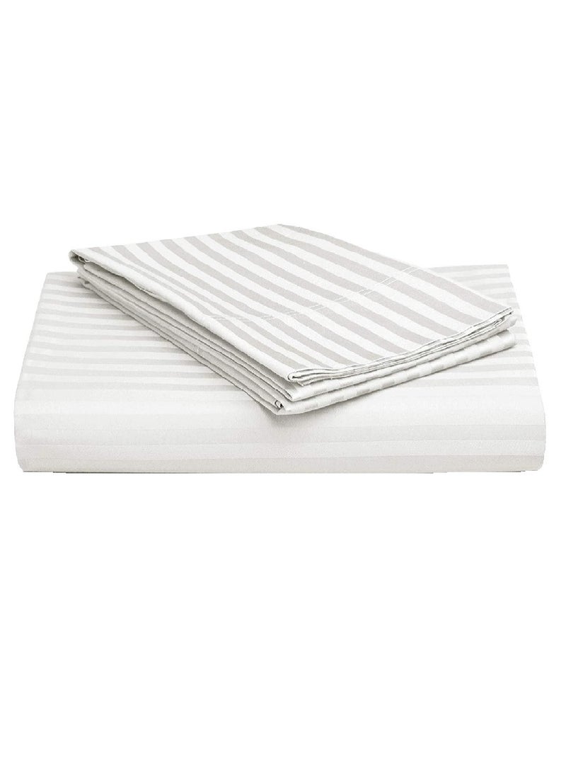 Blueberry Queen Size Stripe Bed Sheet Set 100% Cotton Premium Quality 180x200+20cm  - Image 1