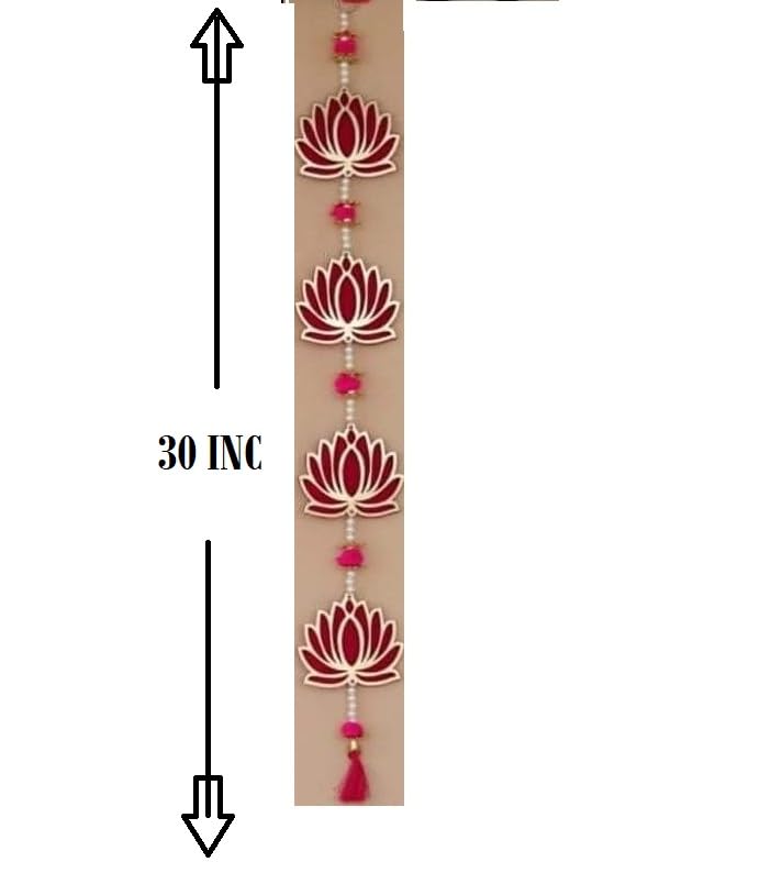 PREETENCY 1 Pair of Resa Lotus Latkan with 4 Bell Lotus Hanging Combo Wall Hanging Gift Decorative Showpiece for DiwaliHome Wall Decor Temple 1 Pair Resa Lotus Hanging with 4 Bell Lotus Hanging  - Image 3