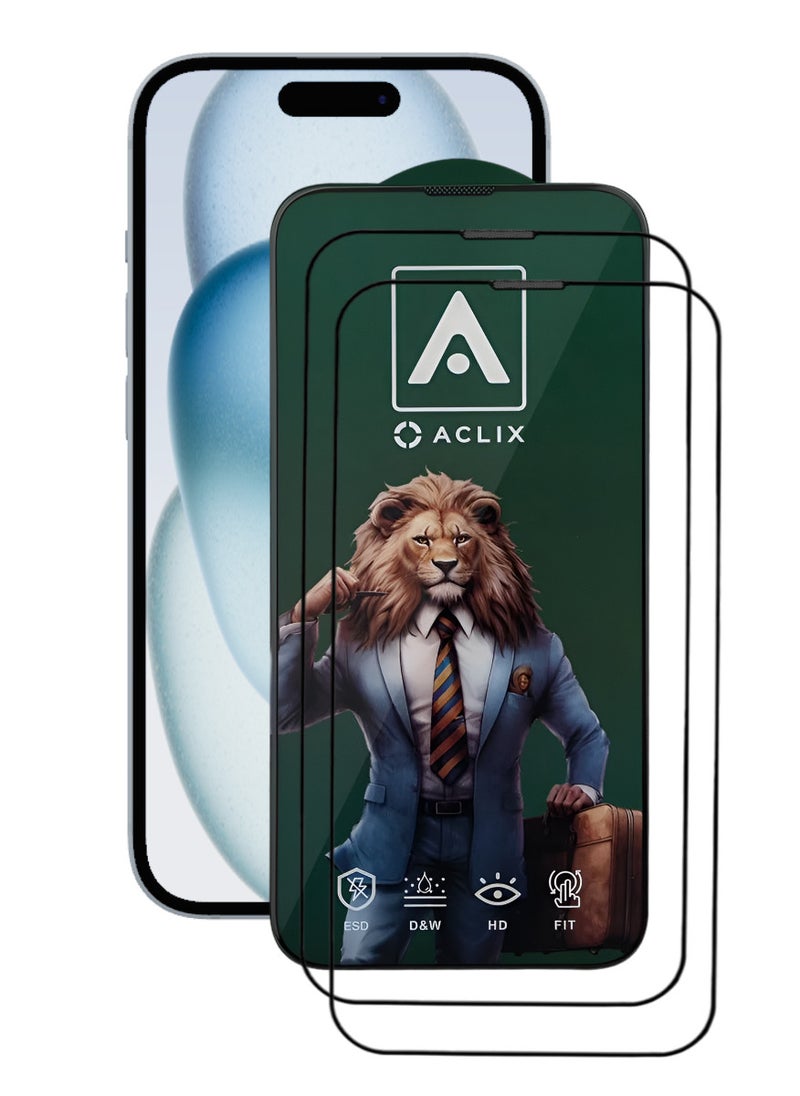 أكاليكس قطعتين، واقي شاشة عالي الجودة لهاتف آيفون 15 بلس - Image 1