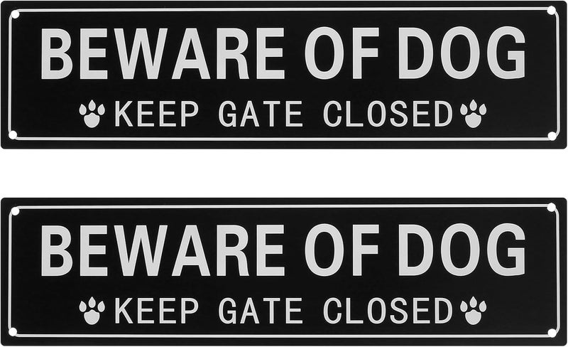 windforgecraft 2 Pack Beware of Dogs Sign Brushed Aluminium Ink Warning Dog Sign Practical Easy to Use Fence Dog Aluminum Metal Warning UV Protected Weather Resistant for Indoor and Outdoor - Image 1