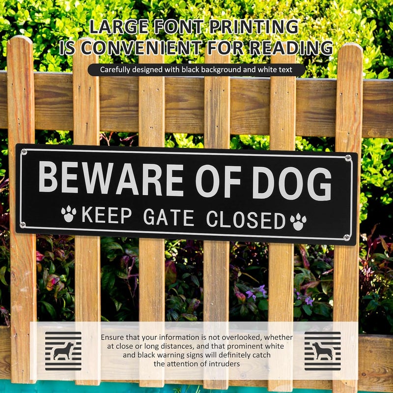 windforgecraft 2 Pack Beware of Dogs Sign Brushed Aluminium Ink Warning Dog Sign Practical Easy to Use Fence Dog Aluminum Metal Warning UV Protected Weather Resistant for Indoor and Outdoor - Image 4