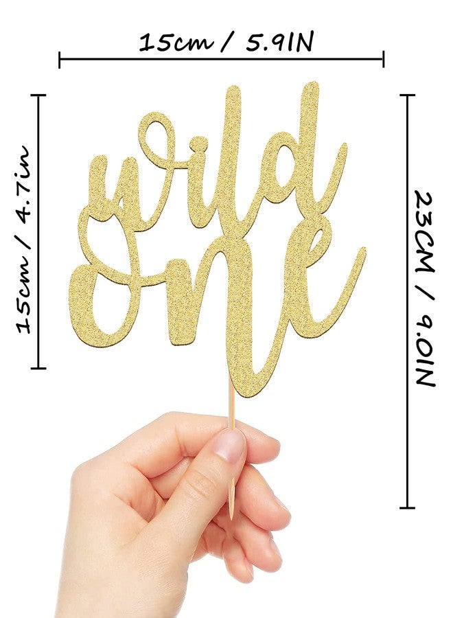 AHAORAY MYAMPED Wild One Cake Topper - Glitter Golden 1st Birthday Cake Decorating Supplies, Suitable for Baby Shower Favors, Gender Reveal, First Birthday Party or Photo Booth Props - Image 3
