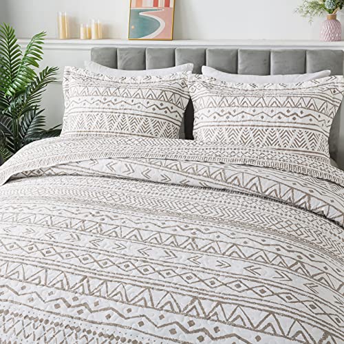 Travan 3-Piece King Quilt Set Striped Pattern Microfiber Soft Lightweight Bedding Set with Shams for All Season, Cream Strips, King Size - Image 4