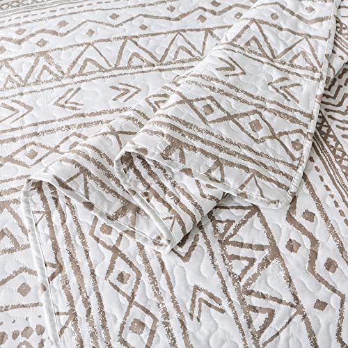 Travan 3-Piece King Quilt Set Striped Pattern Microfiber Soft Lightweight Bedding Set with Shams for All Season, Cream Strips, King Size - Image 5