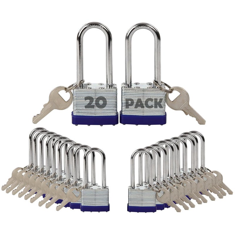SEPOXÂ® 20-Pcs Pack Keyed-Alike Lock Set | Sturdy Hardened Steel | Long Shank Secure | 1-9/16" 40MM Heavy-Duty Body | Same Keys 2 Pcs Each | Superb for Lockers, Tools Box, Fence - Image 1