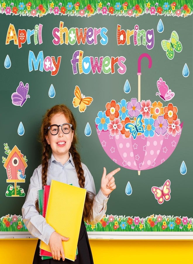 Hedeey Spring Bulletin Board Decorations April Showers Bring May Flowers Decorations Spring Cut Outs Decorations for School Classroom Office Chalkboard Door Party Decor - Image 4