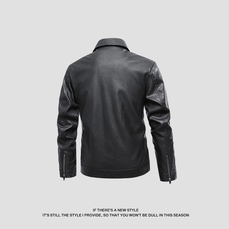 Leather Jacket Men'S New Pu Lapel Leather Jacket Men'S Motorcycle Lapel Handsome Top Casual Korean Style Jacket - Image 4