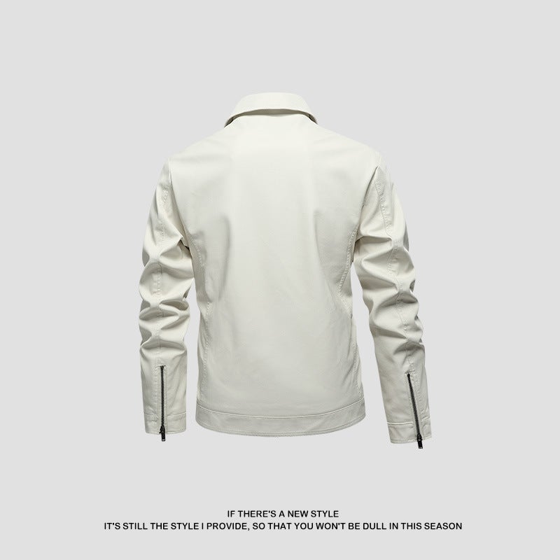 Leather Jacket Men'S New Pu Lapel Leather Jacket Men'S Motorcycle Lapel Handsome Top Casual Korean Style Jacket - Image 5