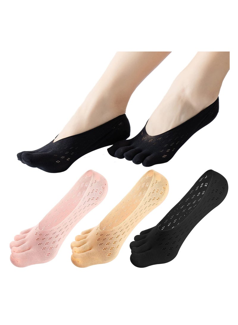 سونسر 3 أزواج من الضغط خمسة أصابع لا تظهر قطع منخفضة جدا غير مرئية للإصبع جوارب فاصل للنساء مع قطاع السيليكون - Image 1