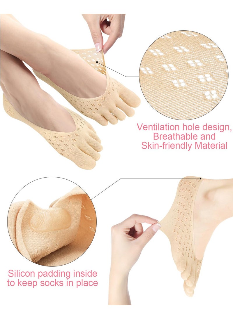 سونسر 3 أزواج من الضغط خمسة أصابع لا تظهر قطع منخفضة جدا غير مرئية للإصبع جوارب فاصل للنساء مع قطاع السيليكون - Image 2