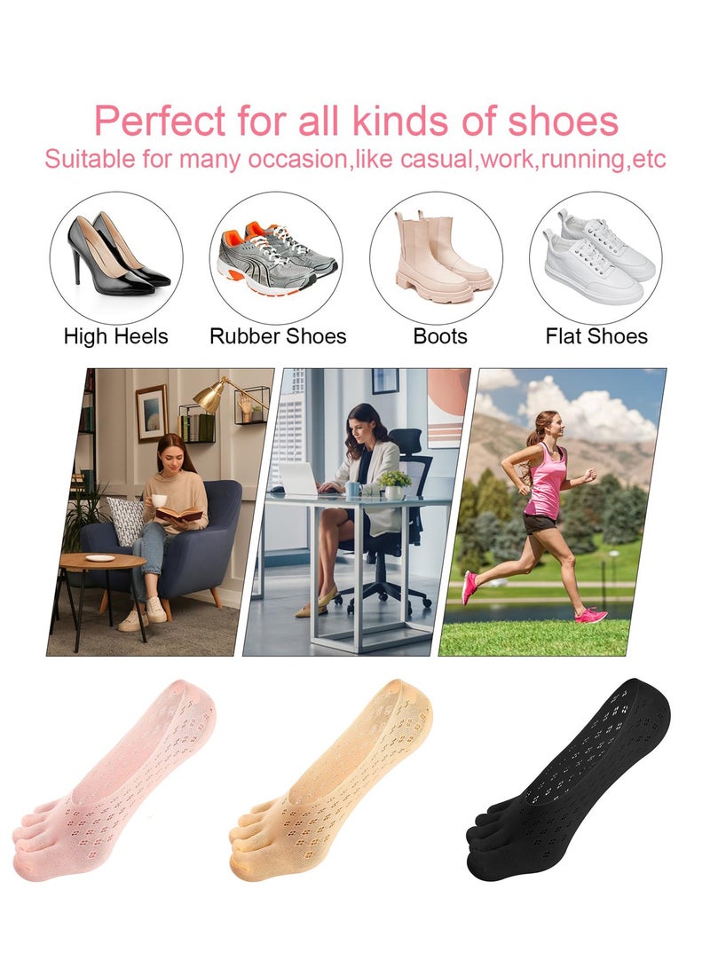 سونسر 3 أزواج من الضغط خمسة أصابع لا تظهر قطع منخفضة جدا غير مرئية للإصبع جوارب فاصل للنساء مع قطاع السيليكون - Image 4