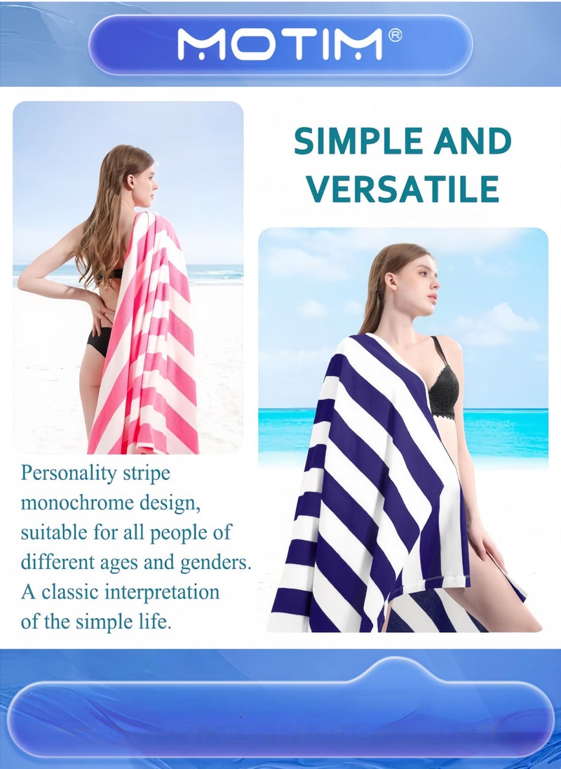 Oversized Stripe Beach Towels (2 Pack) Soft Absorbent Bath Towels for Swimming Travel Essentials for Adults (152x75cm)