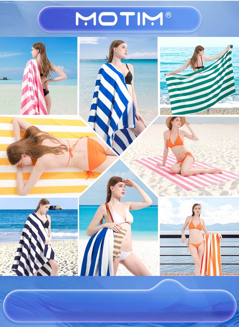 Oversized Stripe Beach Towels (2 Pack) Soft Absorbent Bath Towels for Swimming Travel Essentials for Adults (152x75cm)