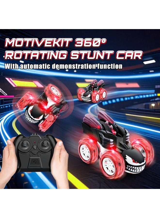 RAKAY Black RC Stunt Car, 360° Flip Stunt Car with LED Light, Support USB Charging, Suitable for Indoor and Outdoor RC Car, Kids Gifts - Image 5