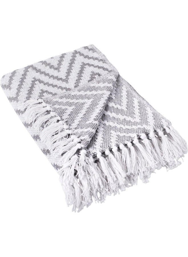 DII Rustic Farmhouse Throw Blanket with Decorative Tassles Use for Chair Couch Bed Picnic Camping Beach Just Staying Cozy at Home 50 x 60 Large Chevron Gray - Image 2