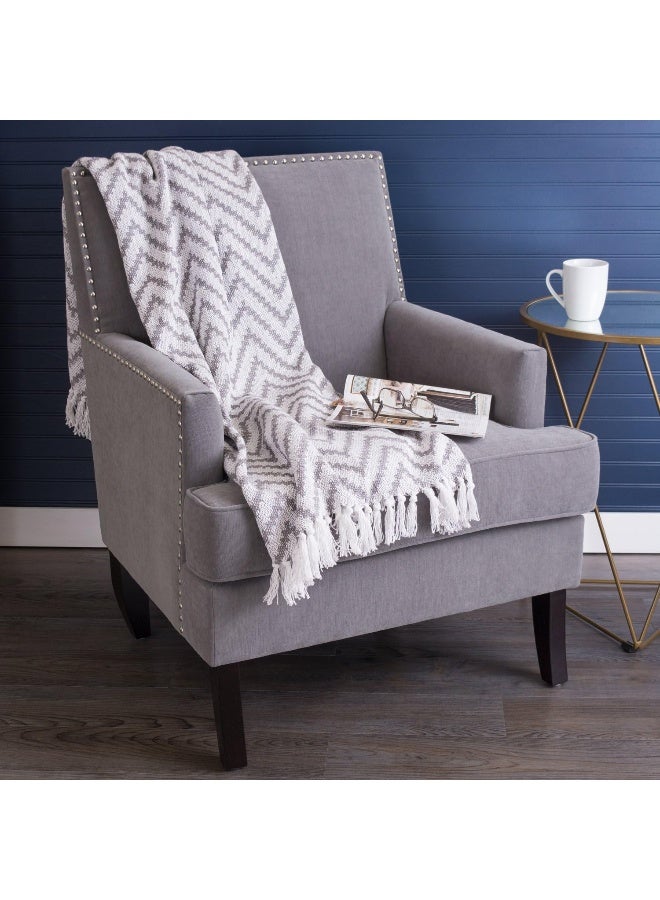 DII Rustic Farmhouse Throw Blanket with Decorative Tassles Use for Chair Couch Bed Picnic Camping Beach Just Staying Cozy at Home 50 x 60 Large Chevron Gray - Image 3
