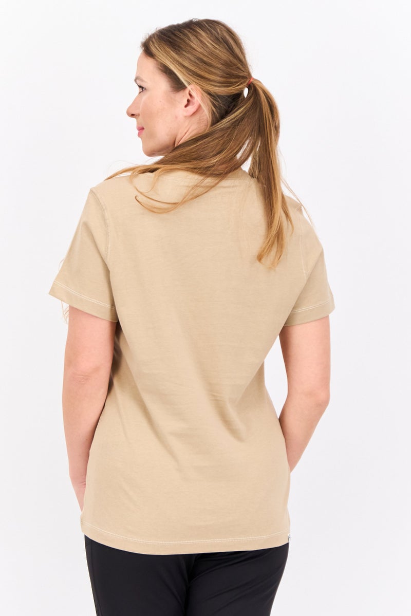 PUMA Women Sportswear Fit Brand Logo Training Top, Tan - Image 3