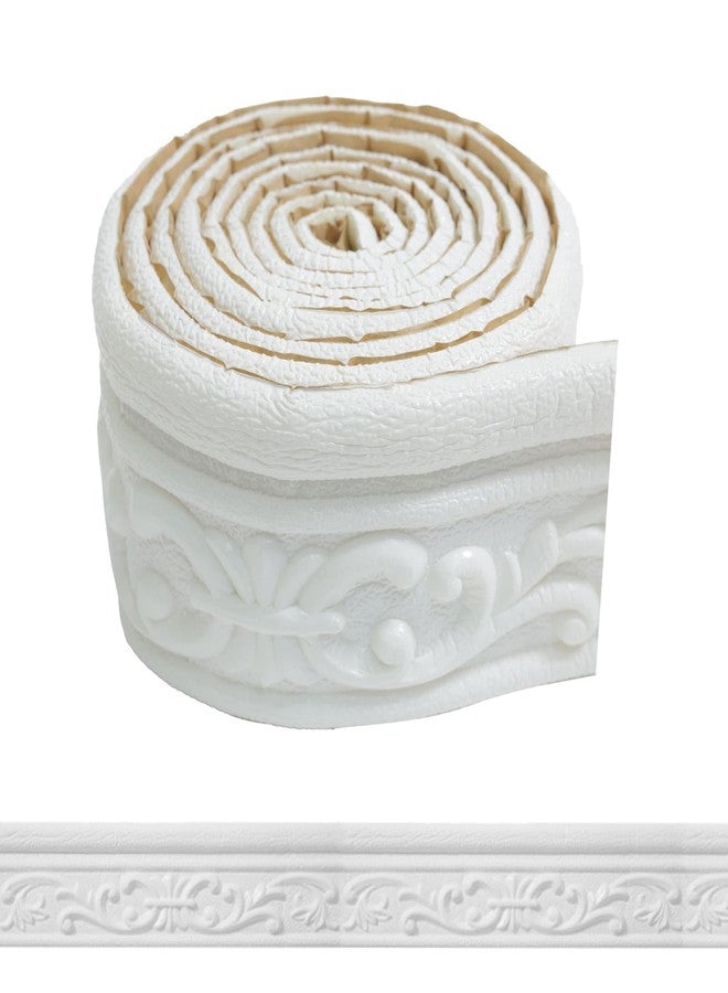 WADILE شريط لاصق من الفوم من واديل، مقاس 90 بوصة × 3.1 بوصة، سهل اللصق، حافة ورق جدران مرنة، خطوط حواف جدارية ثلاثية الأبعاد، لوح قاعدة من الفوم، شريط تزيين جدران للمنزل، أبيض، 4 قطع - Image 1